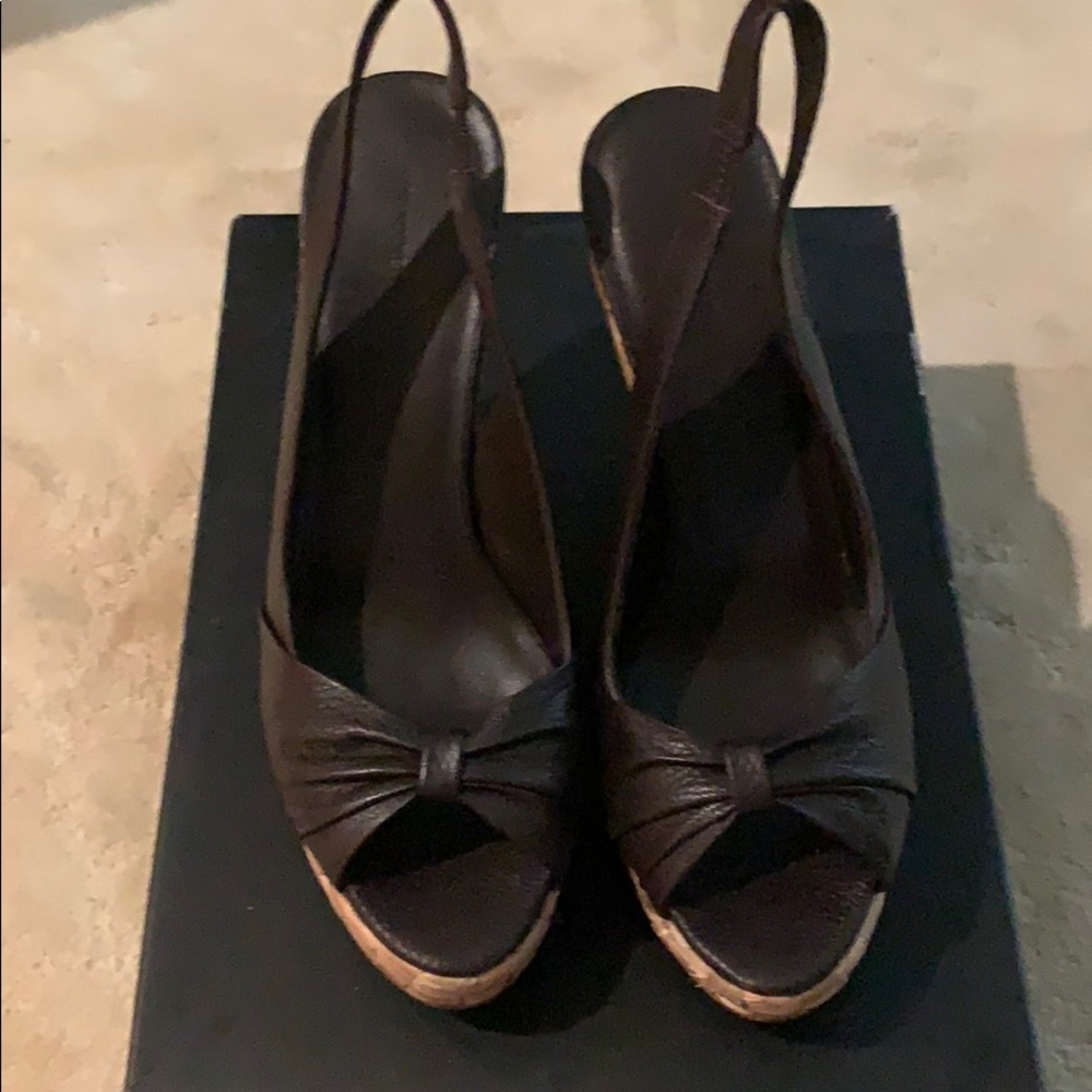 Banana Republic brown Open toe wedge sling back